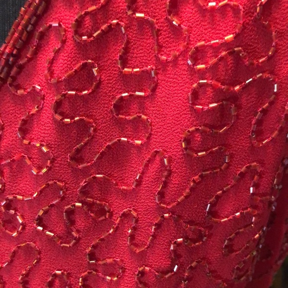 Beautiful Red Beaded Dress - Picture 7 of 12